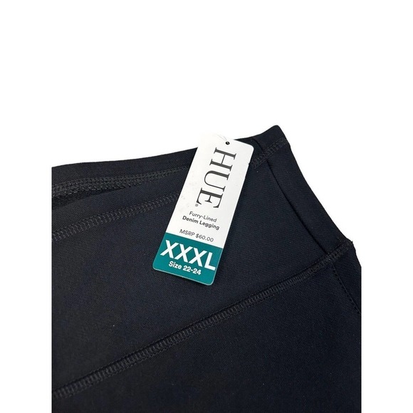 HUE Black Furry Lined Denim Legging Plus Size XXXL activewear pants NWT - Picture 3 of 6